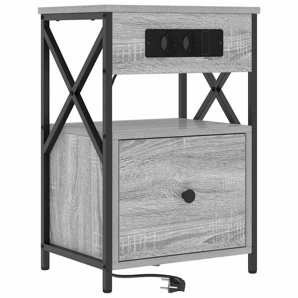 vidaXL Szafka Nocna z szufladą 2 pcs Szary Sonoma 40 x 31 x 60 cm