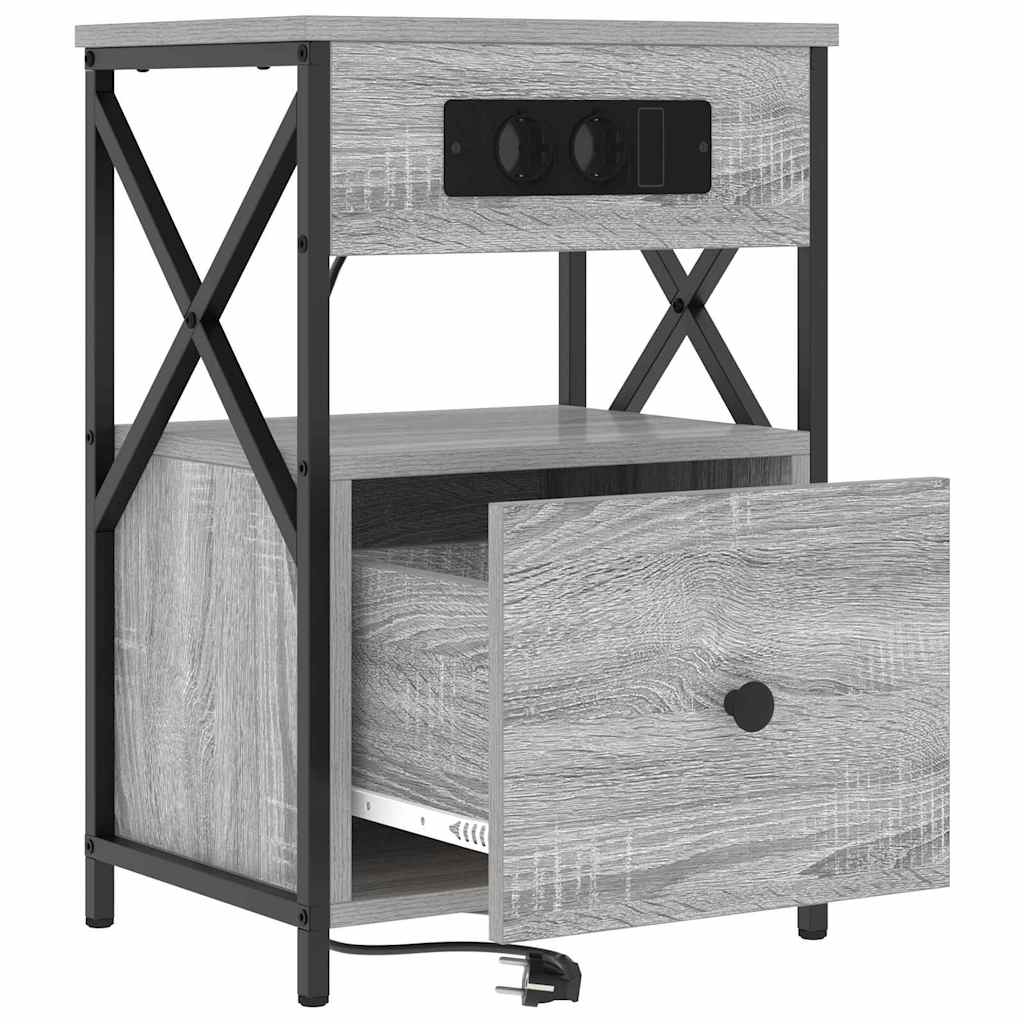 vidaXL Szafka Nocna z szufladą 2 pcs Szary Sonoma 40 x 31 x 60 cm