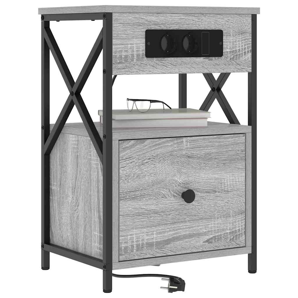 vidaXL Szafka Nocna z szufladą 2 pcs Szary Sonoma 40 x 31 x 60 cm
