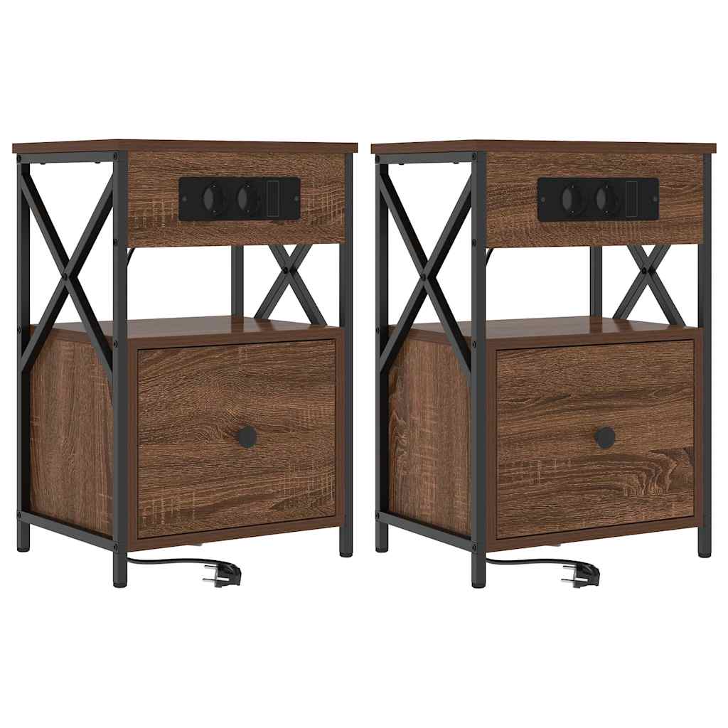 vidaXL Szafka Nocna z szufladą 2 pcs Brązowy dąb 40 x 31 x 60 cm