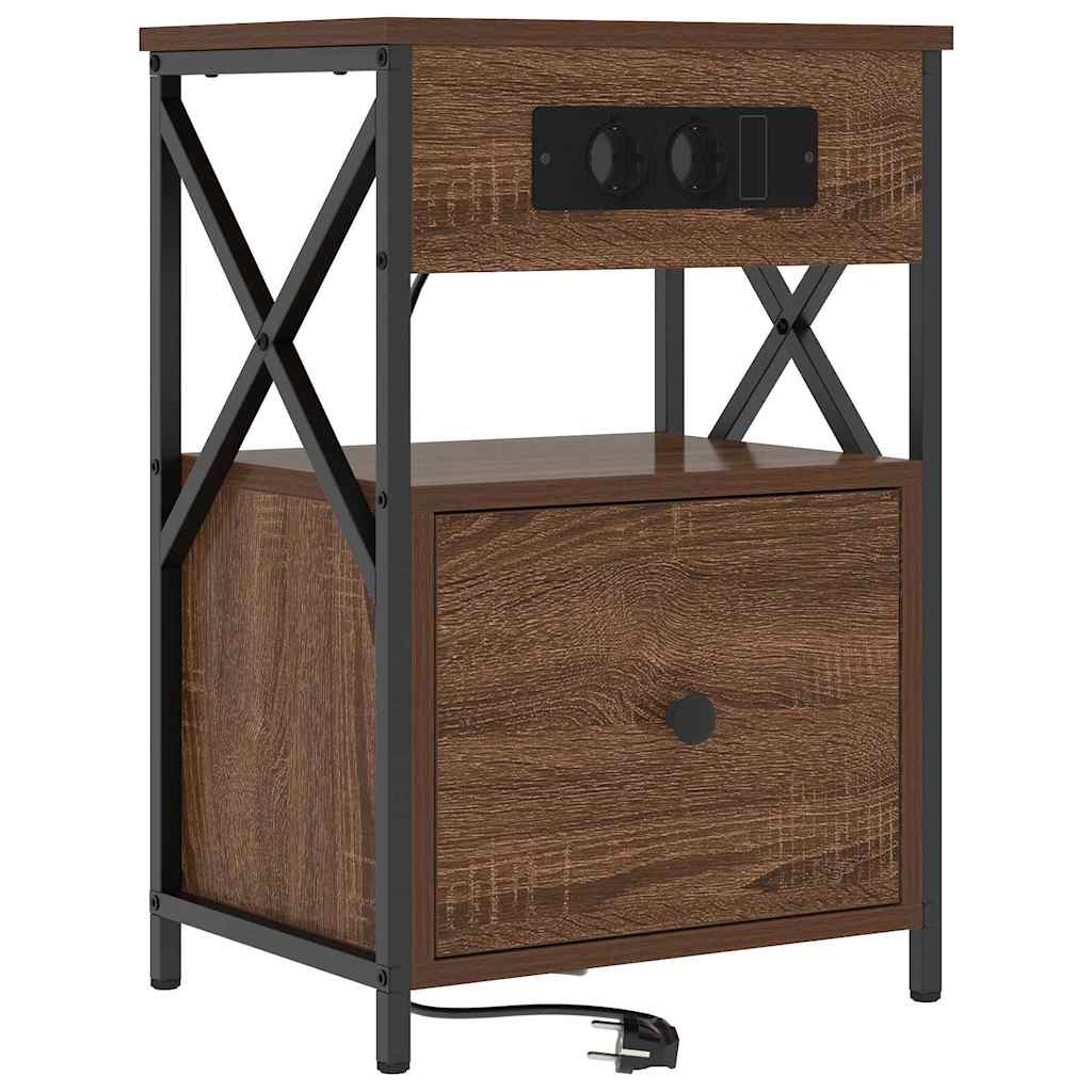 vidaXL Szafka Nocna z szufladą 2 pcs Brązowy dąb 40 x 31 x 60 cm
