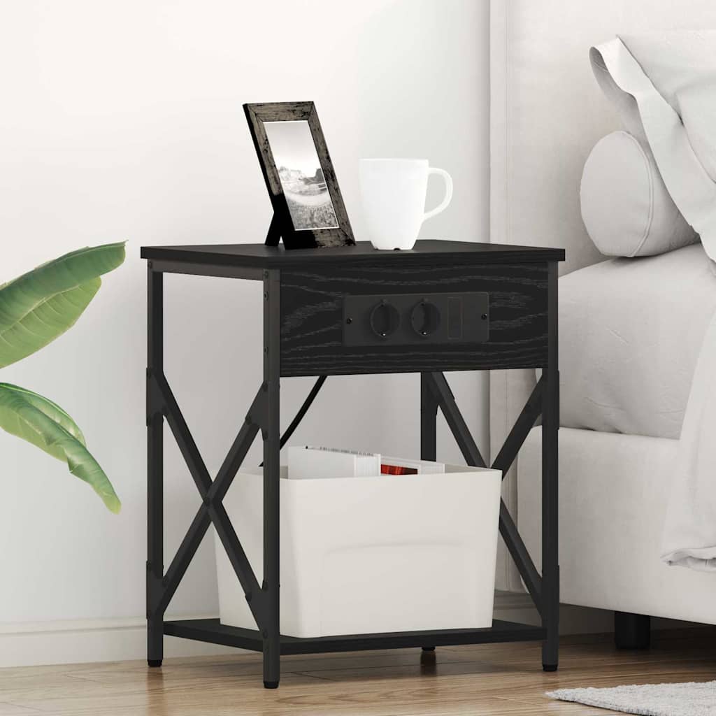 vidaXL Szafka Nocna 2 pcs Czarny Dąb 41 x 31 x 51 cm