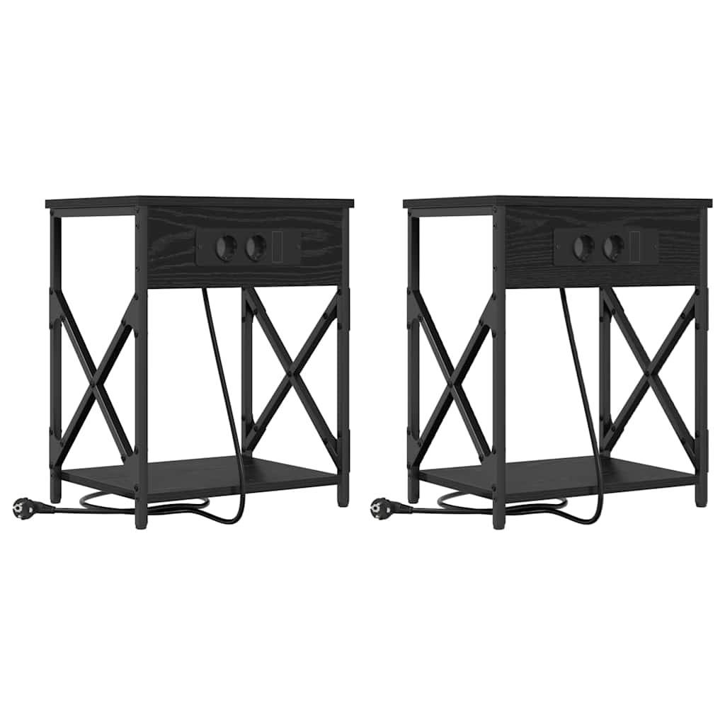 vidaXL Szafka Nocna 2 pcs Czarny Dąb 41 x 31 x 51 cm