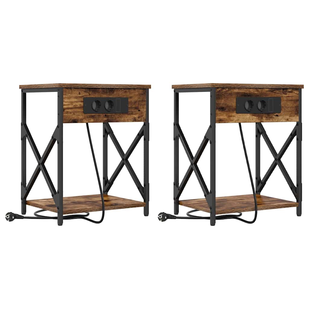 vidaXL Szafka Nocna 2 pcs Dąb wędzony 41 x 31 x 51 cm