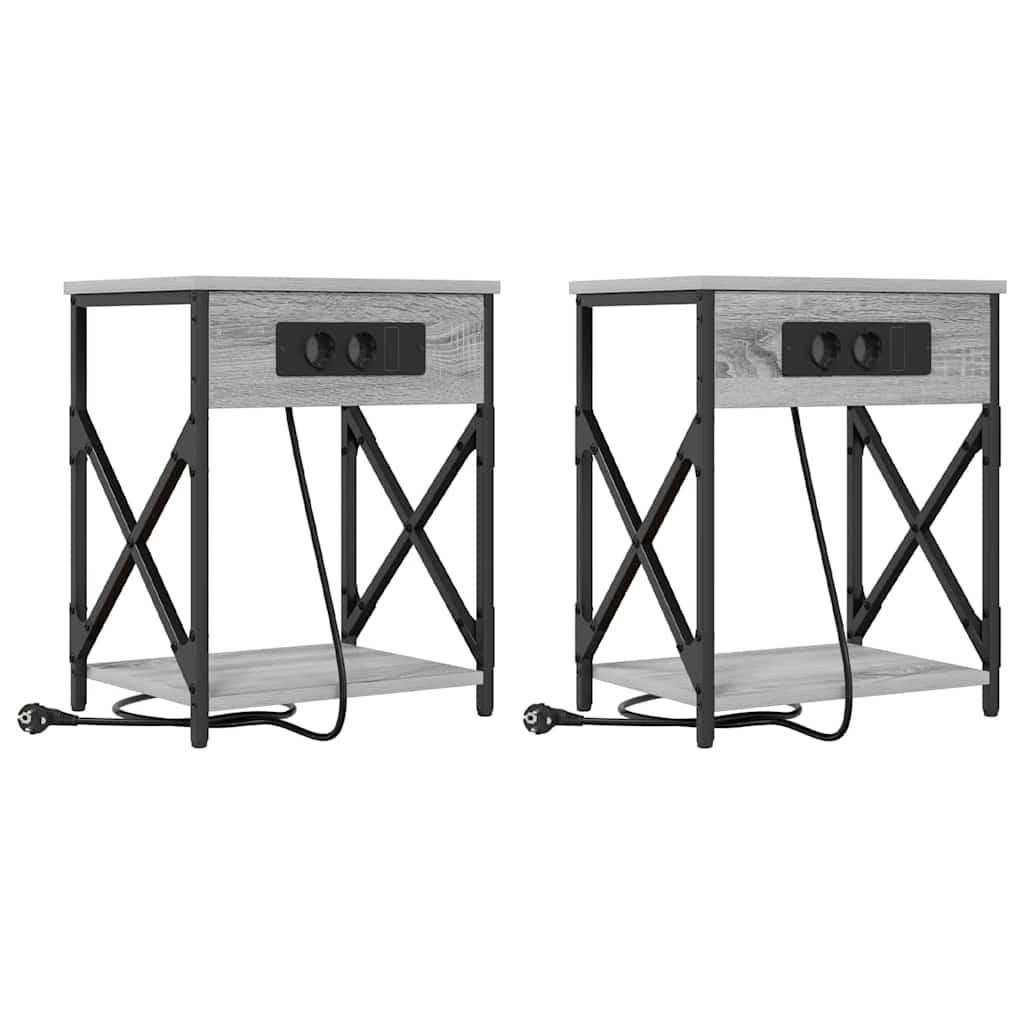 vidaXL Szafka Nocna 2 pcs Szary Sonoma 41 x 31 x 51 cm