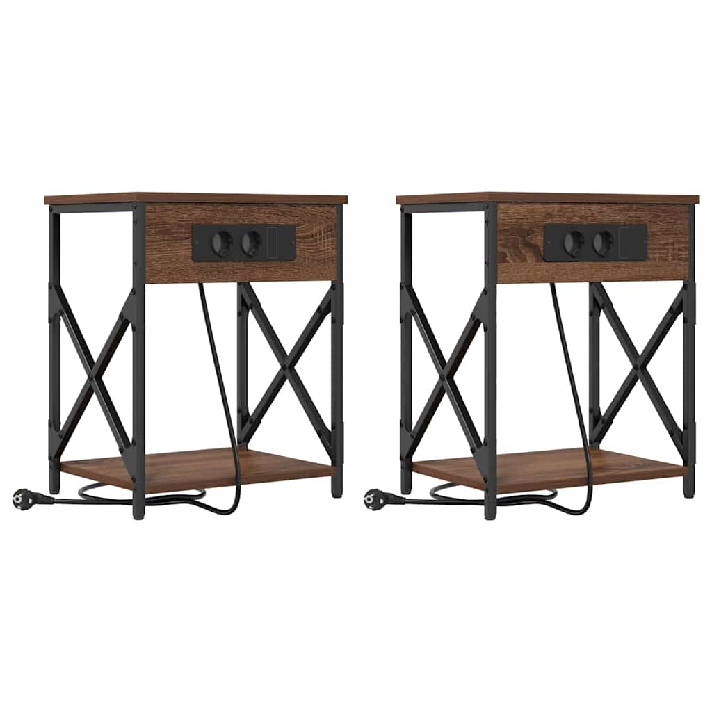 vidaXL Szafka Nocna 2 pcs Brązowy dąb 41 x 31 x 51 cm
