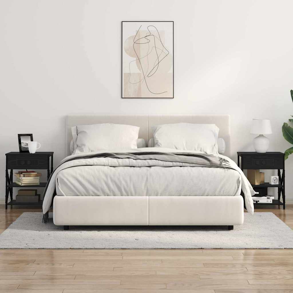 vidaXL Szafka Nocna z półką 2 pcs Czarny Dąb 41 x 31 x 51 cm