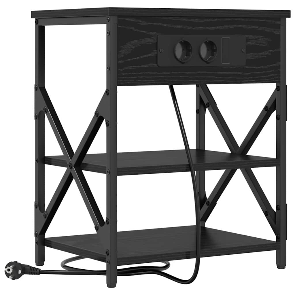 vidaXL Szafka Nocna z półką 2 pcs Czarny Dąb 41 x 31 x 51 cm