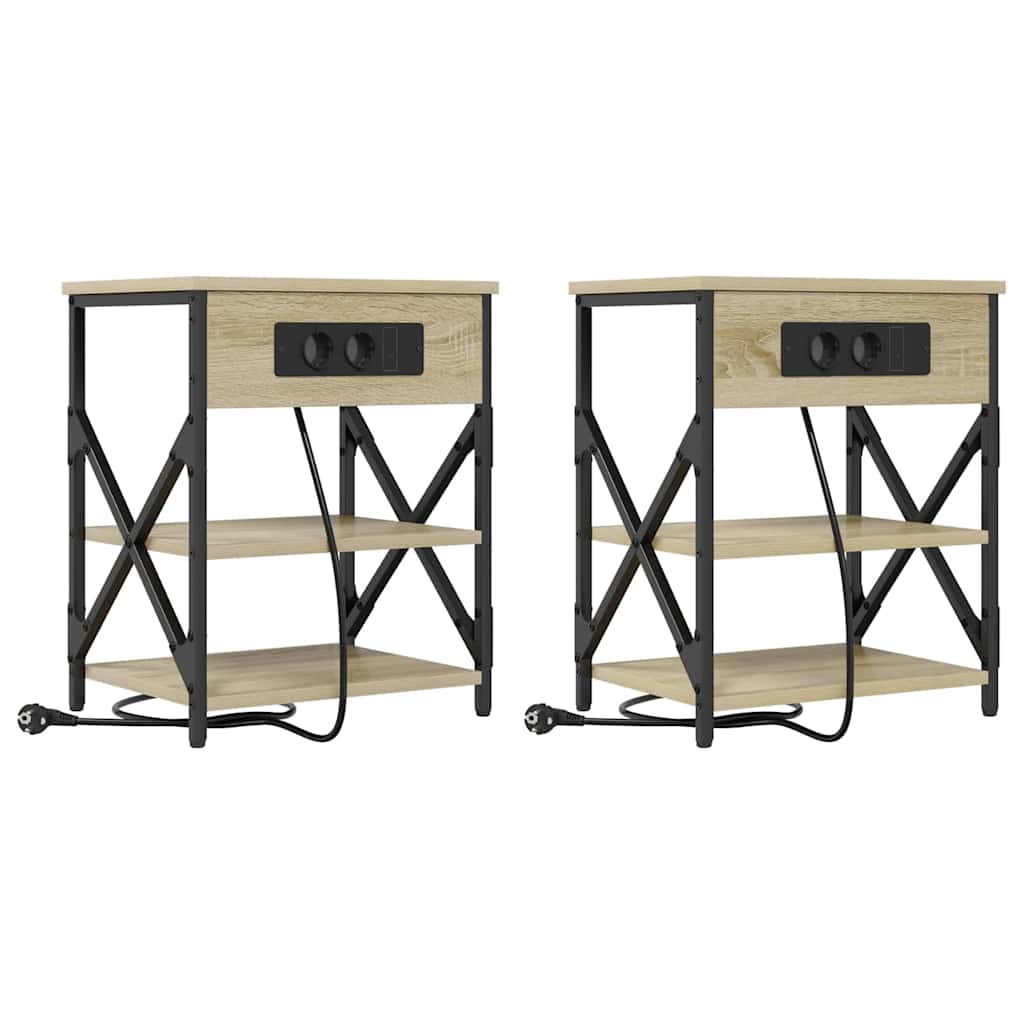 vidaXL Szafka Nocna z półką 2 pcs Dąb Sonoma 41 x 31 x 51 cm