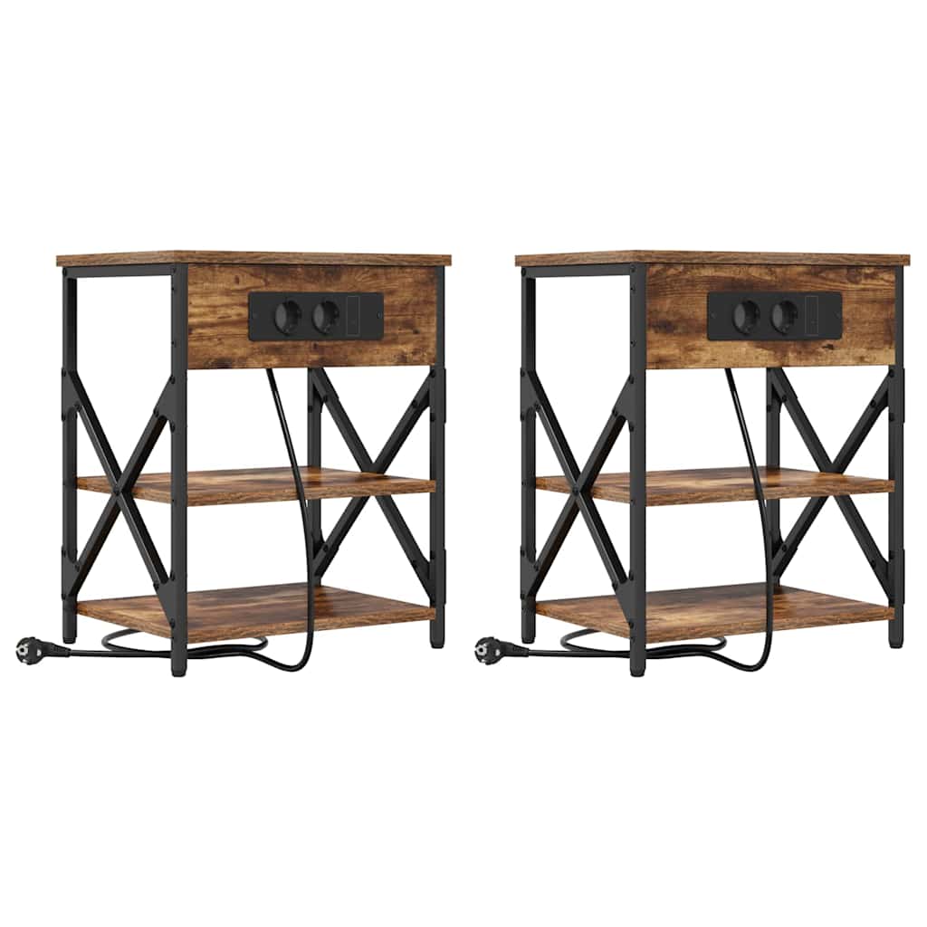 vidaXL Szafka Nocna z półką 2 pcs Dąb wędzony 41 x 31 x 51 cm