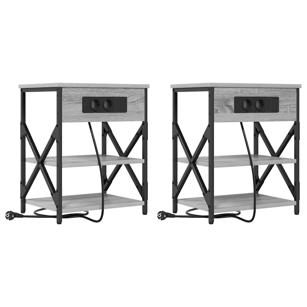 vidaXL Szafka Nocna z półką 2 pcs Szary Sonoma 41 x 31 x 51 cm
