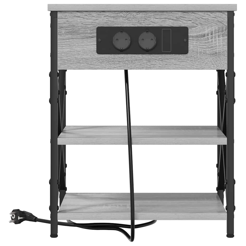 vidaXL Szafka Nocna z półką 2 pcs Szary Sonoma 41 x 31 x 51 cm
