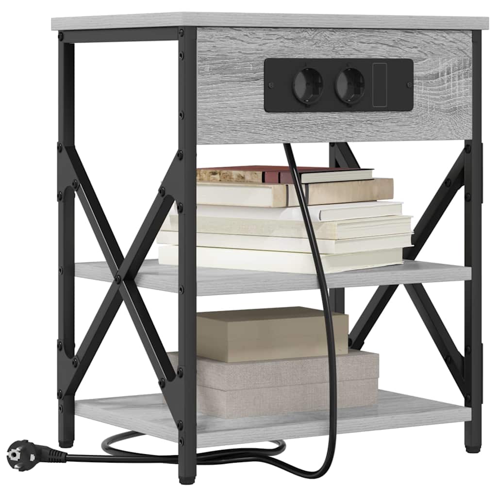vidaXL Szafka Nocna z półką 2 pcs Szary Sonoma 41 x 31 x 51 cm
