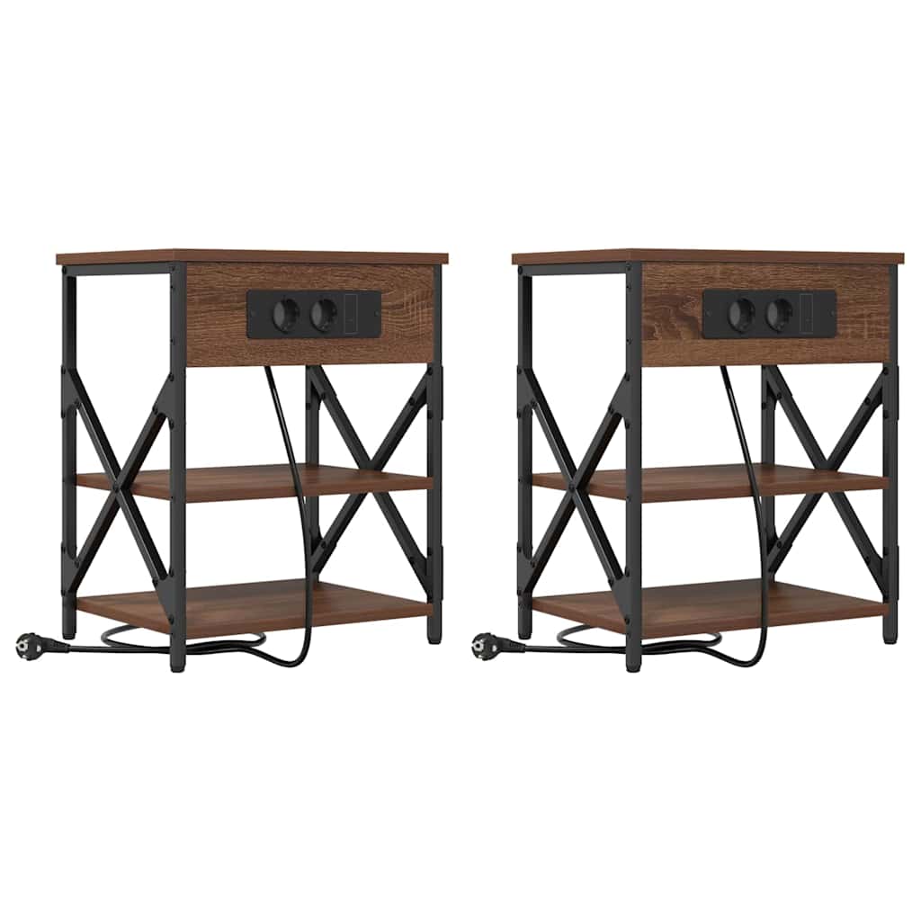 vidaXL Szafka Nocna z półką 2 pcs Brązowy dąb 41 x 31 x 51 cm