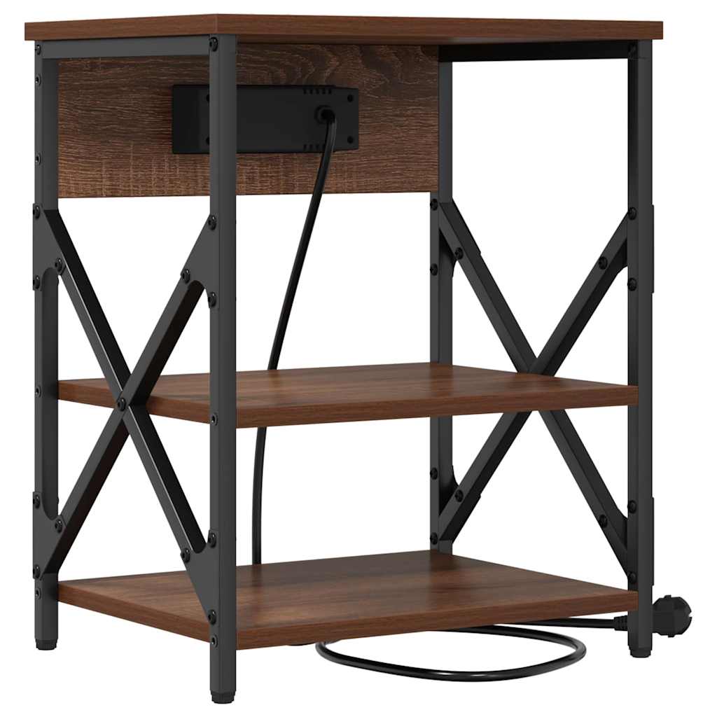 vidaXL Szafka Nocna z półką 2 pcs Brązowy dąb 41 x 31 x 51 cm
