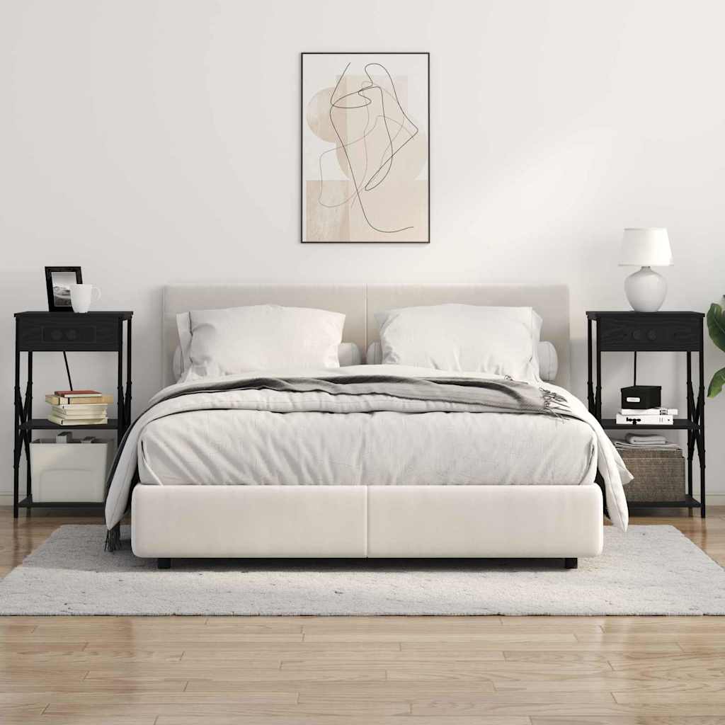 vidaXL Szafka Nocna z półką 2 pcs Czarny Dąb 41 x 31 x 76 cm