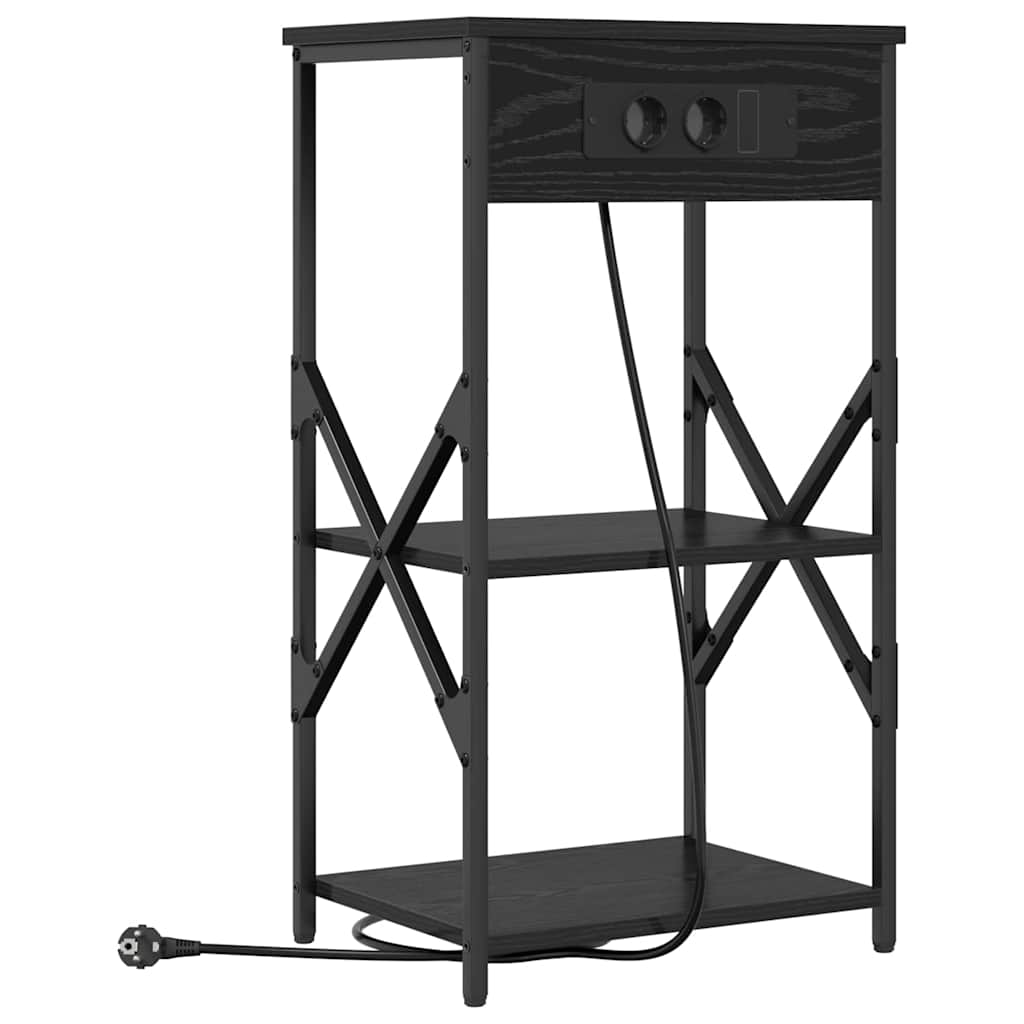 vidaXL Szafka Nocna z półką 2 pcs Czarny Dąb 41 x 31 x 76 cm