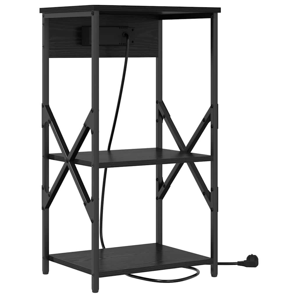 vidaXL Szafka Nocna z półką 2 pcs Czarny Dąb 41 x 31 x 76 cm