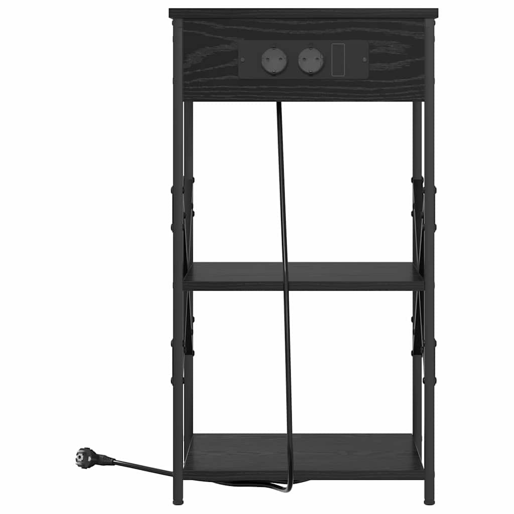 vidaXL Szafka Nocna z półką 2 pcs Czarny Dąb 41 x 31 x 76 cm