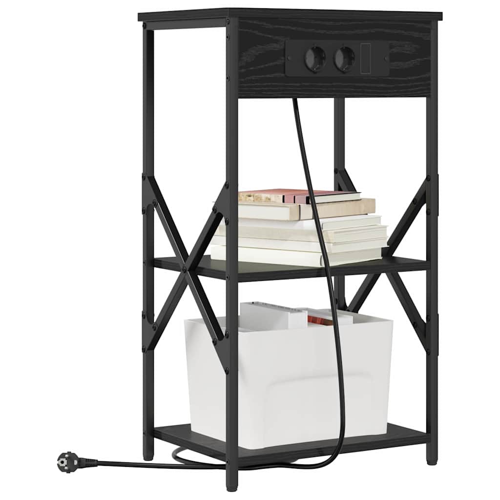 vidaXL Szafka Nocna z półką 2 pcs Czarny Dąb 41 x 31 x 76 cm