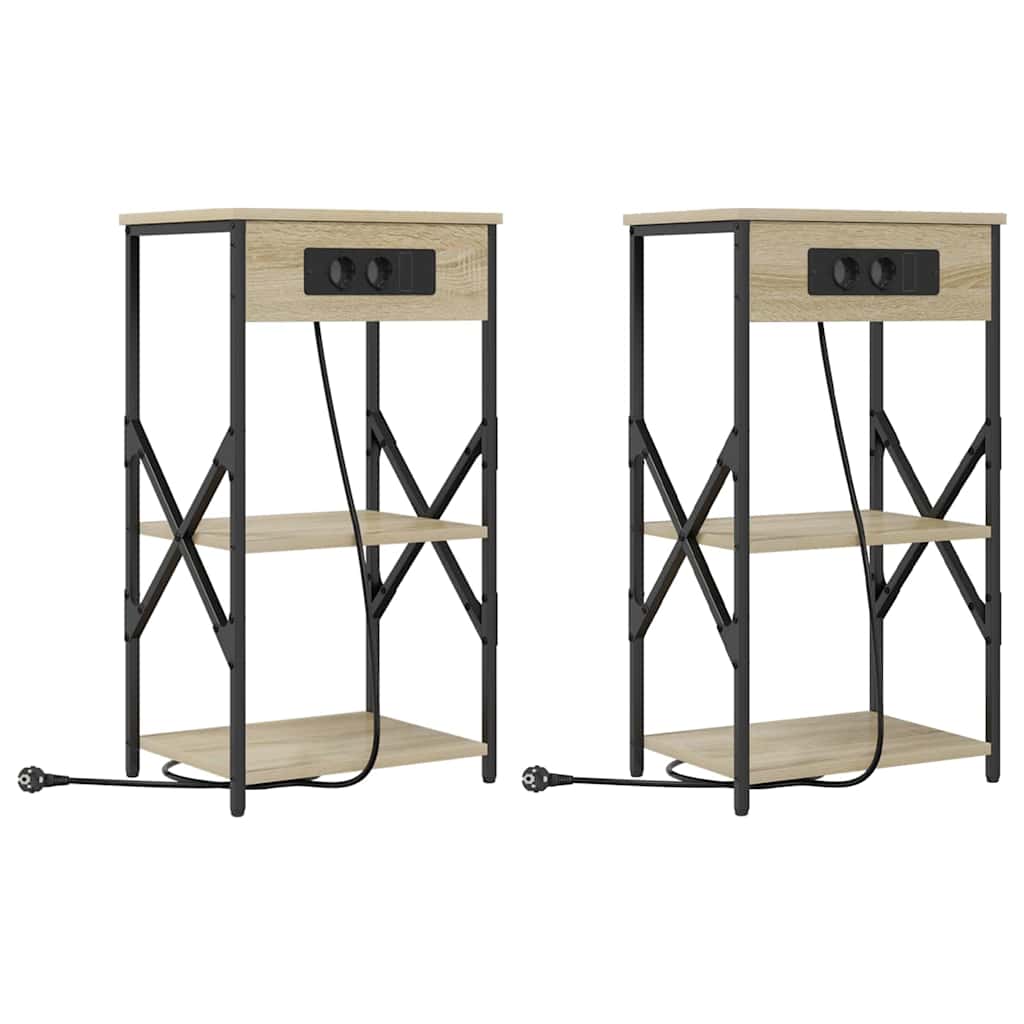 vidaXL Szafka Nocna z półką 2 pcs Dąb Sonoma 41 x 31 x 76 cm