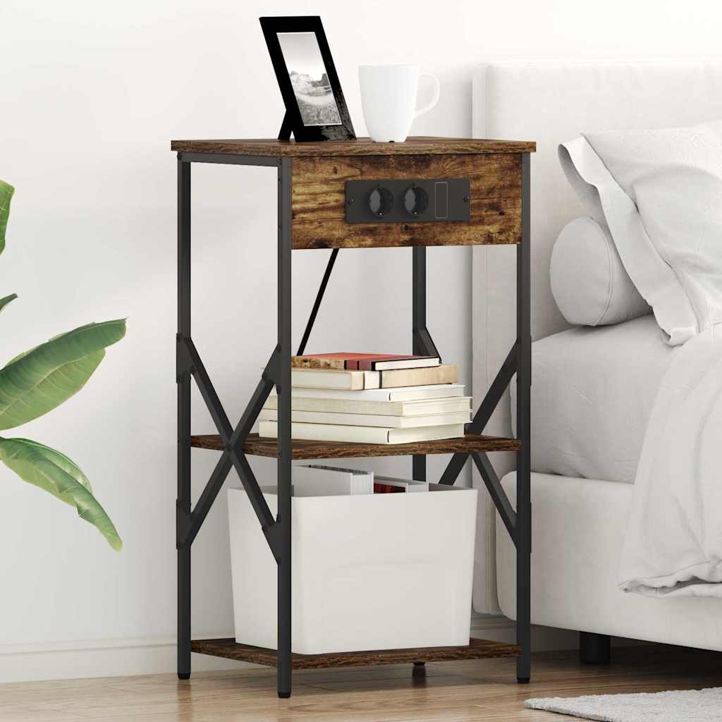 vidaXL Szafka Nocna z półką 2 pcs Dąb wędzony 41 x 31 x 76 cm
