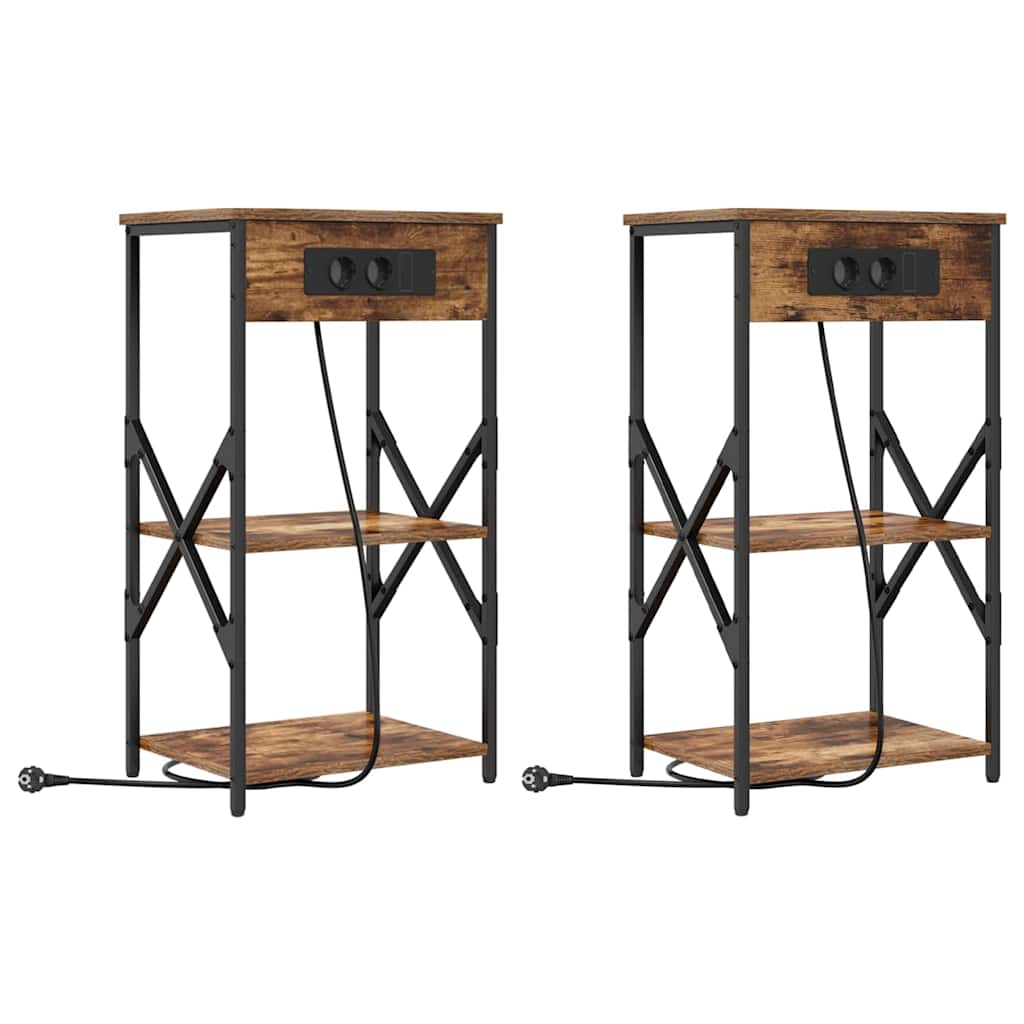 vidaXL Szafka Nocna z półką 2 pcs Dąb wędzony 41 x 31 x 76 cm