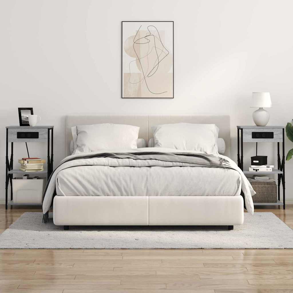 vidaXL Szafka Nocna z półką 2 pcs Szary Sonoma 41 x 31 x 76 cm