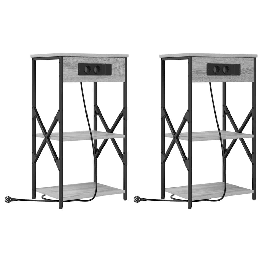 vidaXL Szafka Nocna z półką 2 pcs Szary Sonoma 41 x 31 x 76 cm