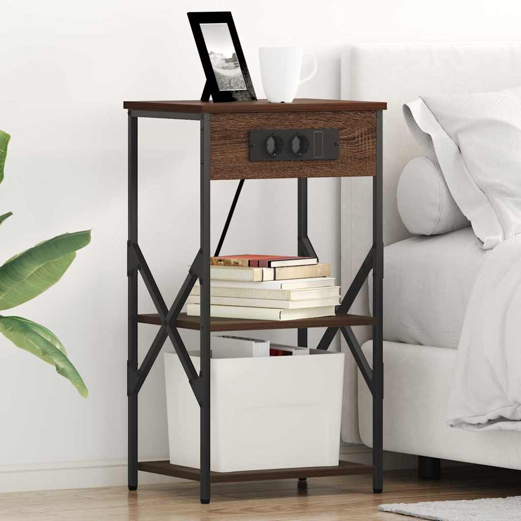 vidaXL Szafka Nocna z półką 2 pcs Brązowy dąb 41 x 31 x 76 cm