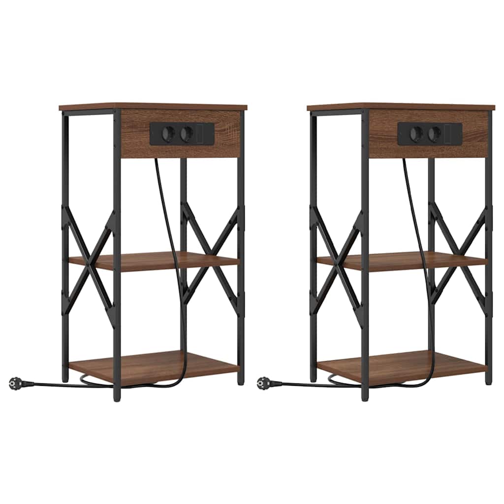 vidaXL Szafka Nocna z półką 2 pcs Brązowy dąb 41 x 31 x 76 cm