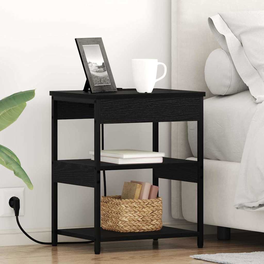 vidaXL Szafka Nocna Czarny Dąb 41 x 31 x 51 cm Materiał drewnopochodny
