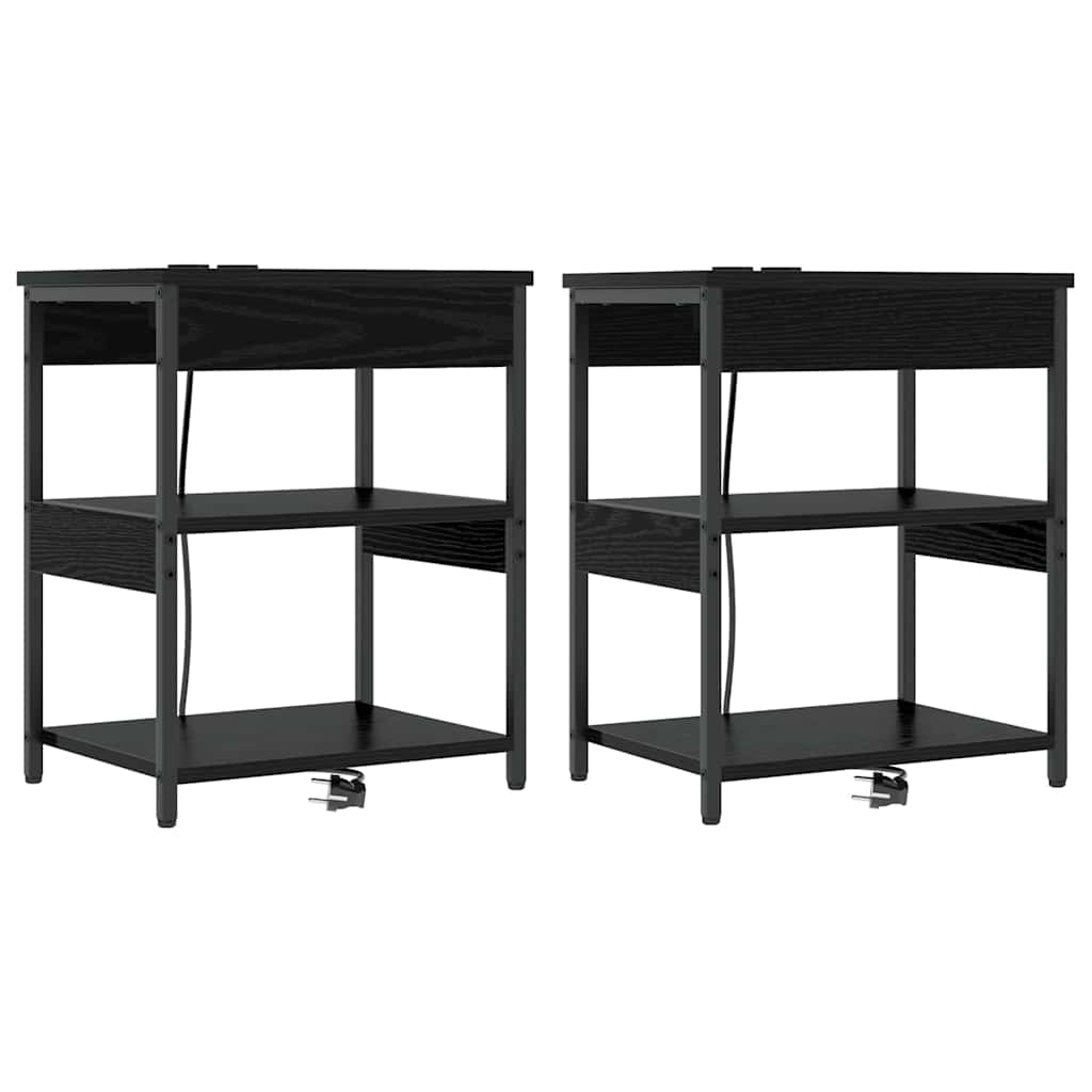 vidaXL Szafka Nocna 2 pcs Czarny Dąb 41 x 31 x 51 cm