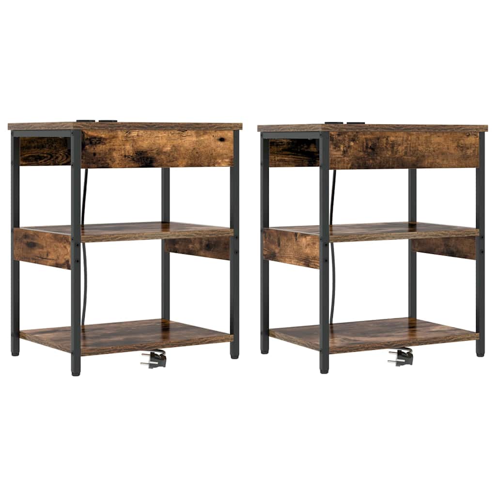 vidaXL Szafka Nocna 2 pcs Dąb wędzony 41 x 31 x 51 cm