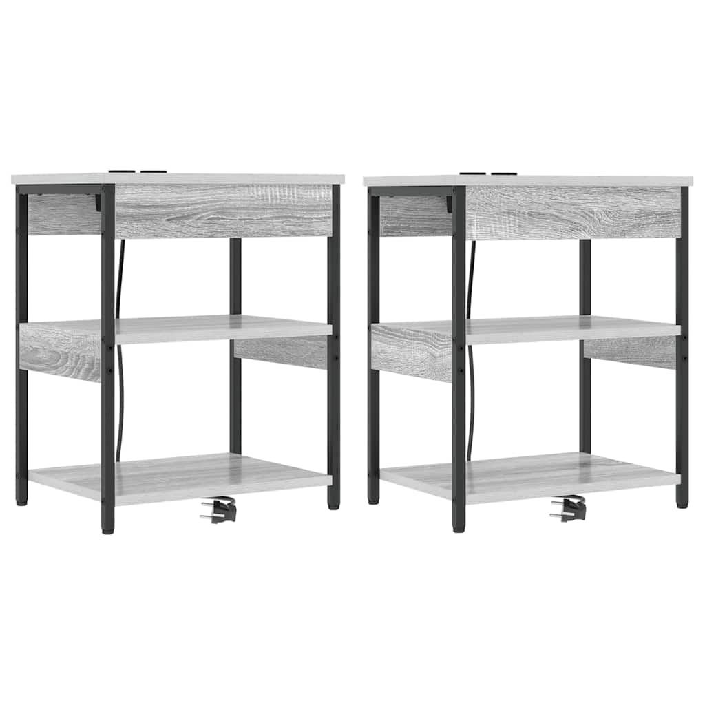 vidaXL Szafka Nocna 2 pcs Szary Sonoma 41 x 31 x 51 cm