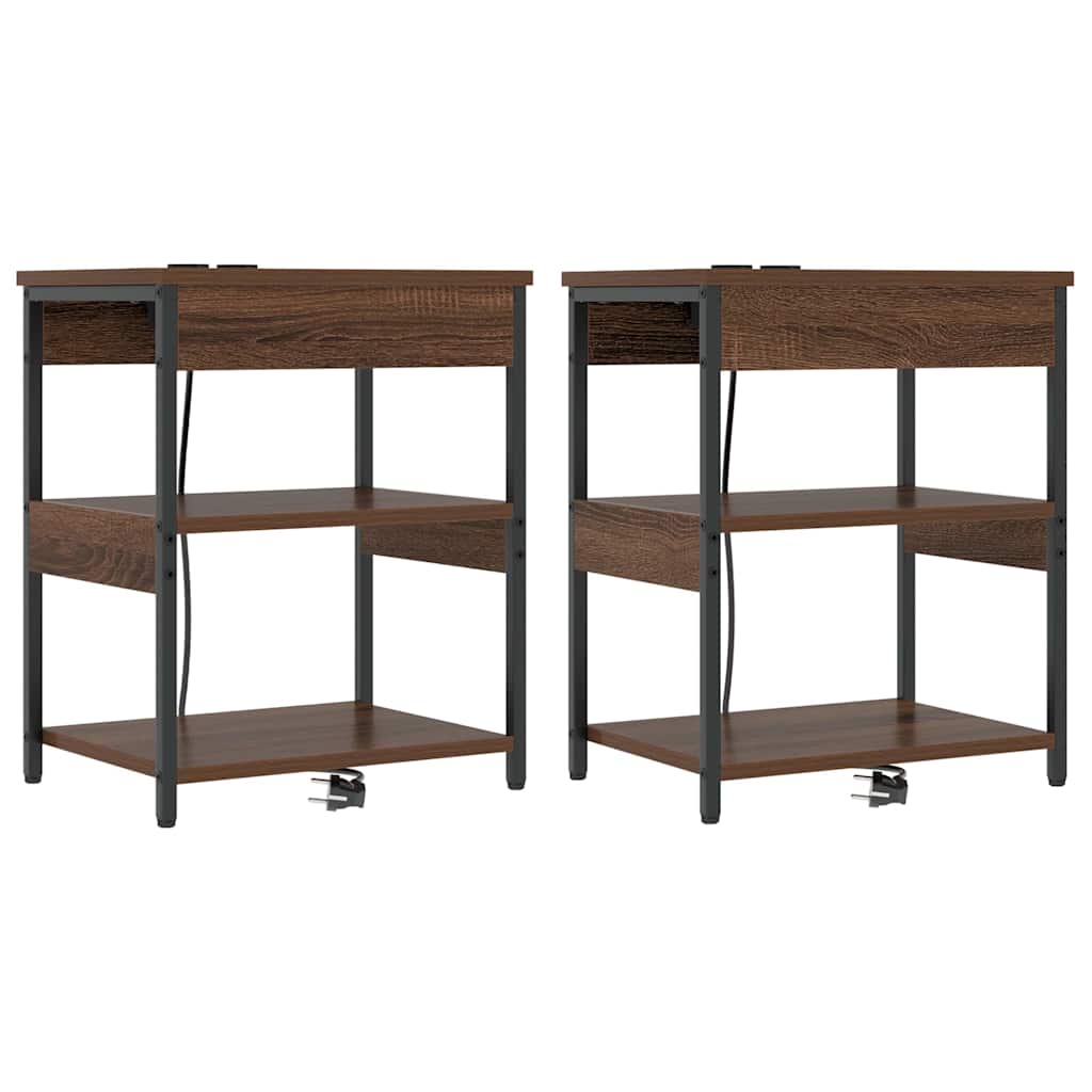 vidaXL Szafka Nocna 2 pcs Brązowy dąb 41 x 31 x 51 cm