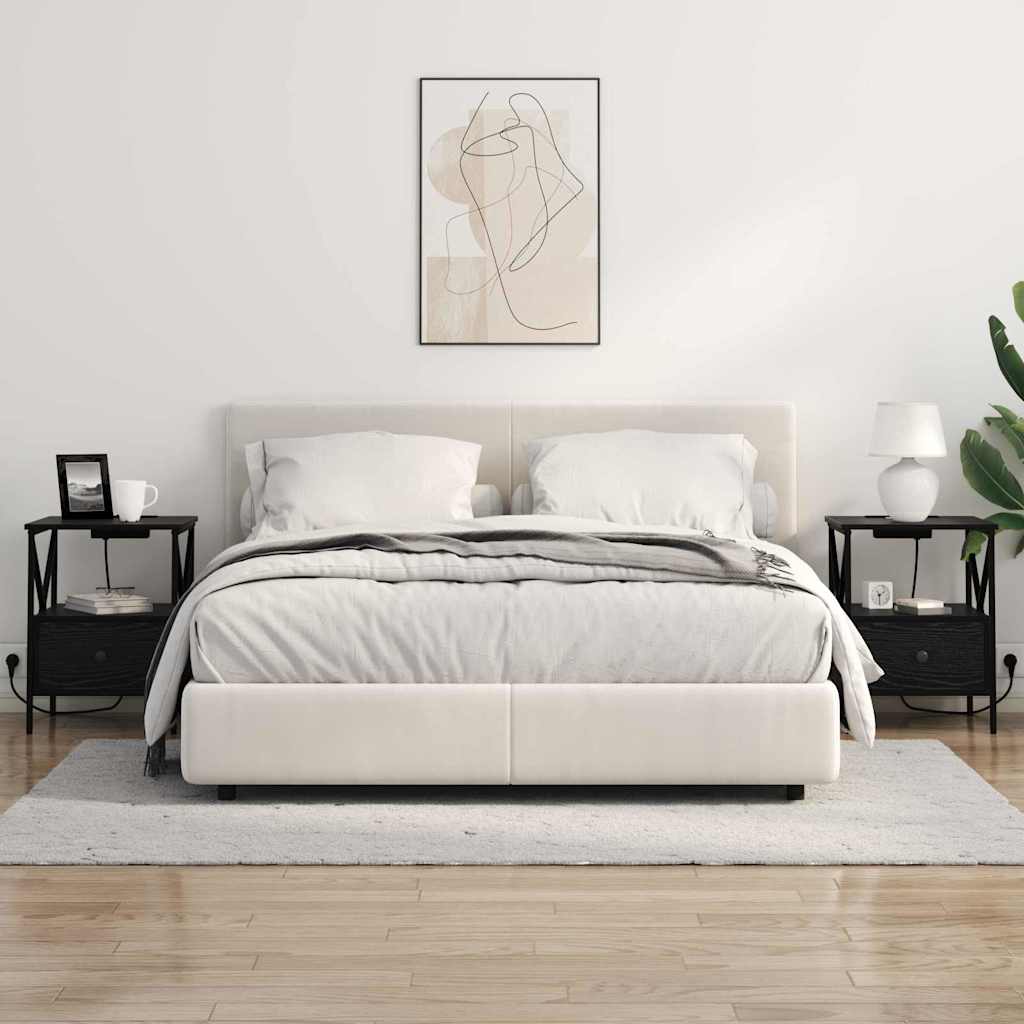 vidaXL Szafka Nocna z szufladą 2 pcs Czarny Dąb 41,5 x 40,5 x 55 cm