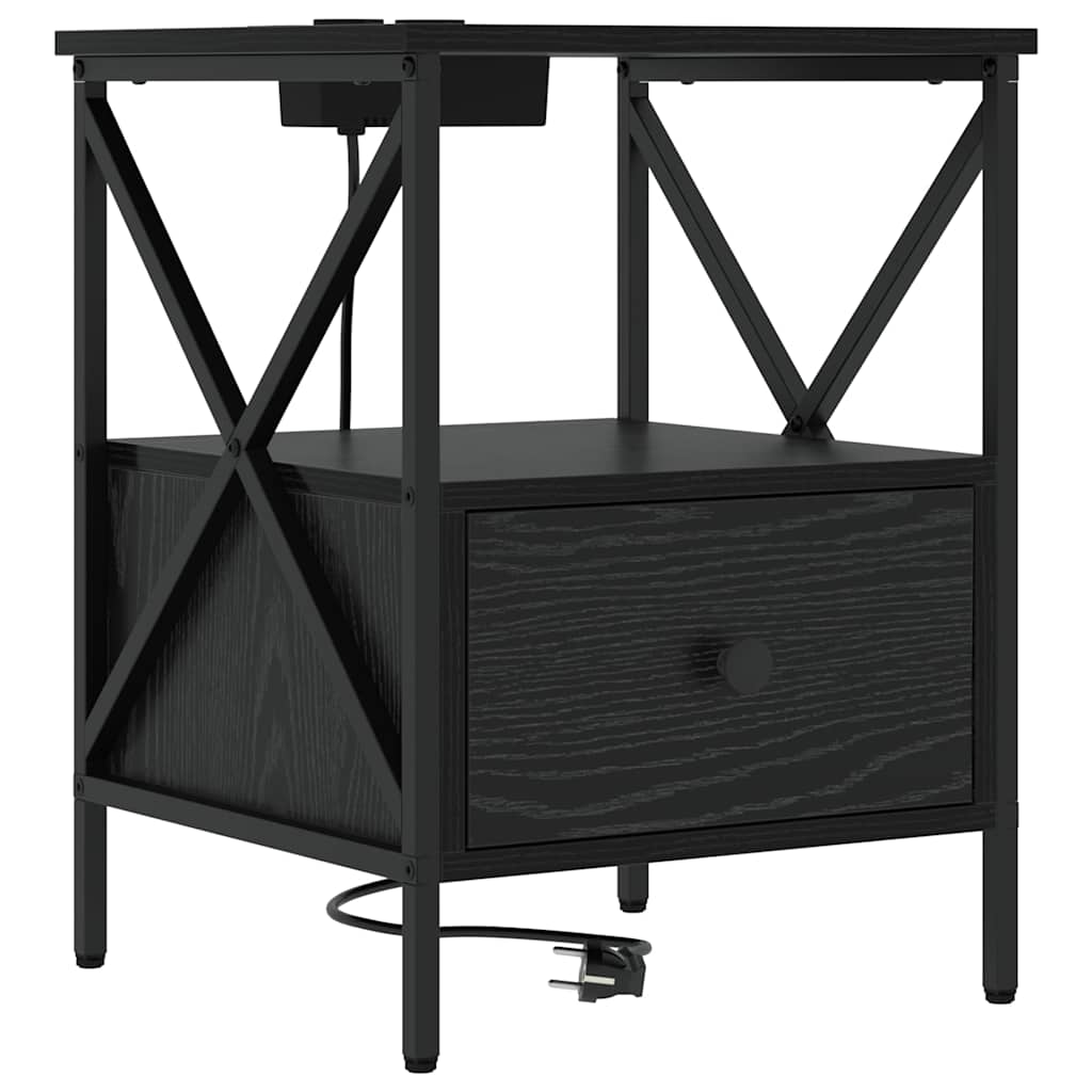 vidaXL Szafka Nocna z szufladą 2 pcs Czarny Dąb 41,5 x 40,5 x 55 cm