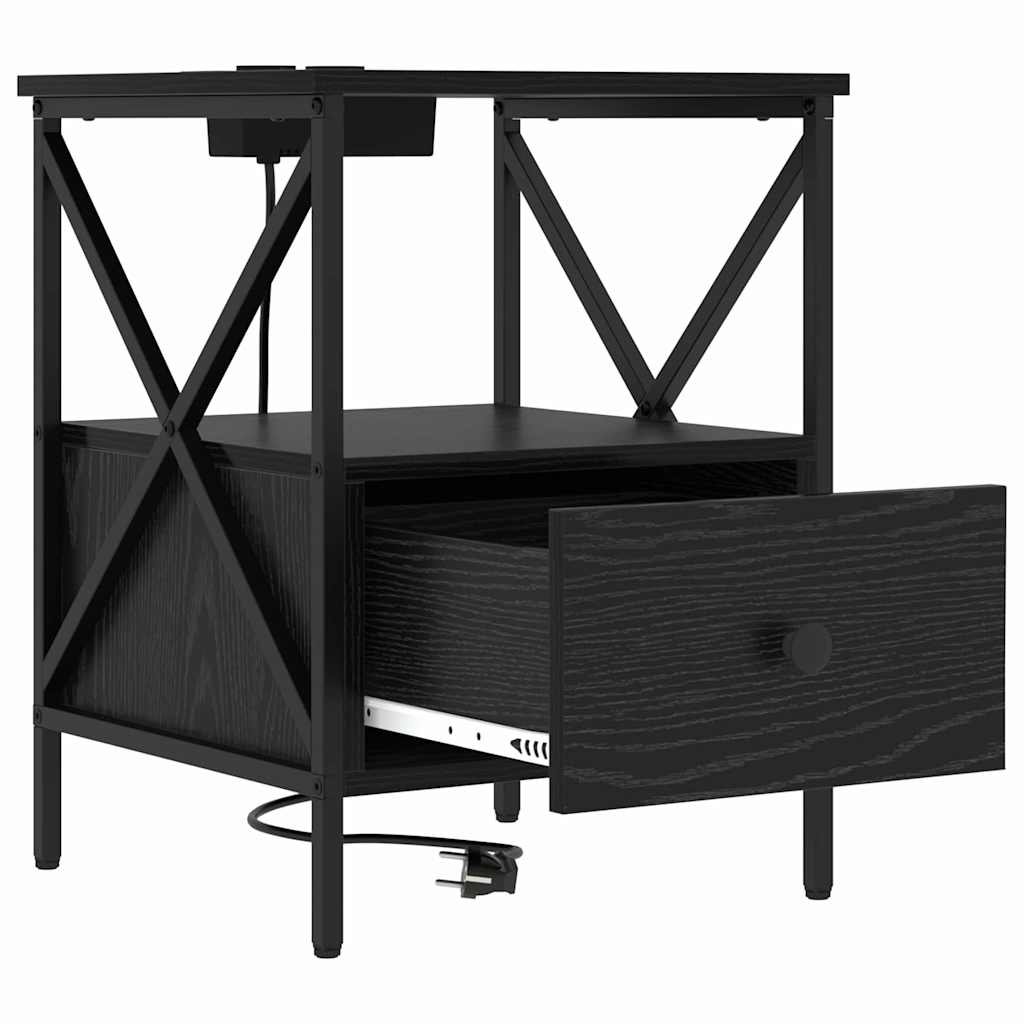 vidaXL Szafka Nocna z szufladą 2 pcs Czarny Dąb 41,5 x 40,5 x 55 cm