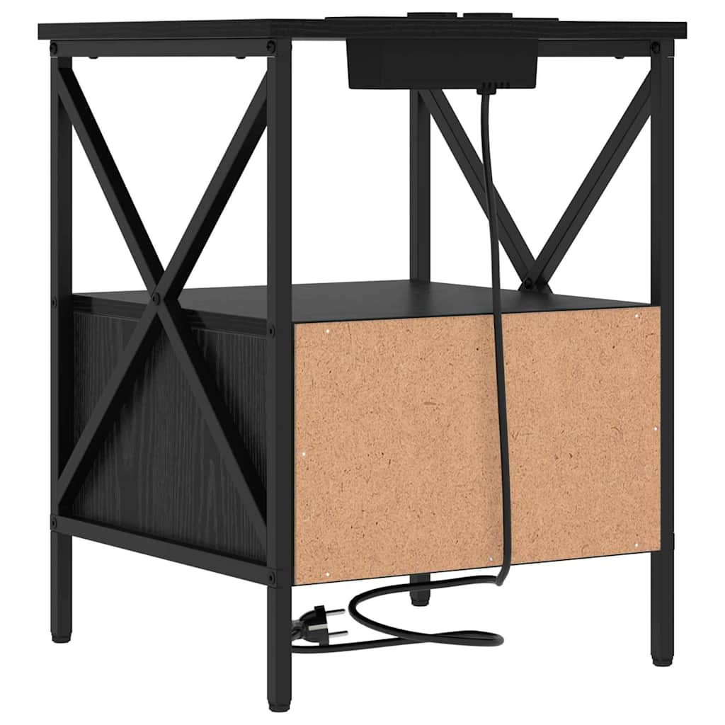vidaXL Szafka Nocna z szufladą 2 pcs Czarny Dąb 41,5 x 40,5 x 55 cm
