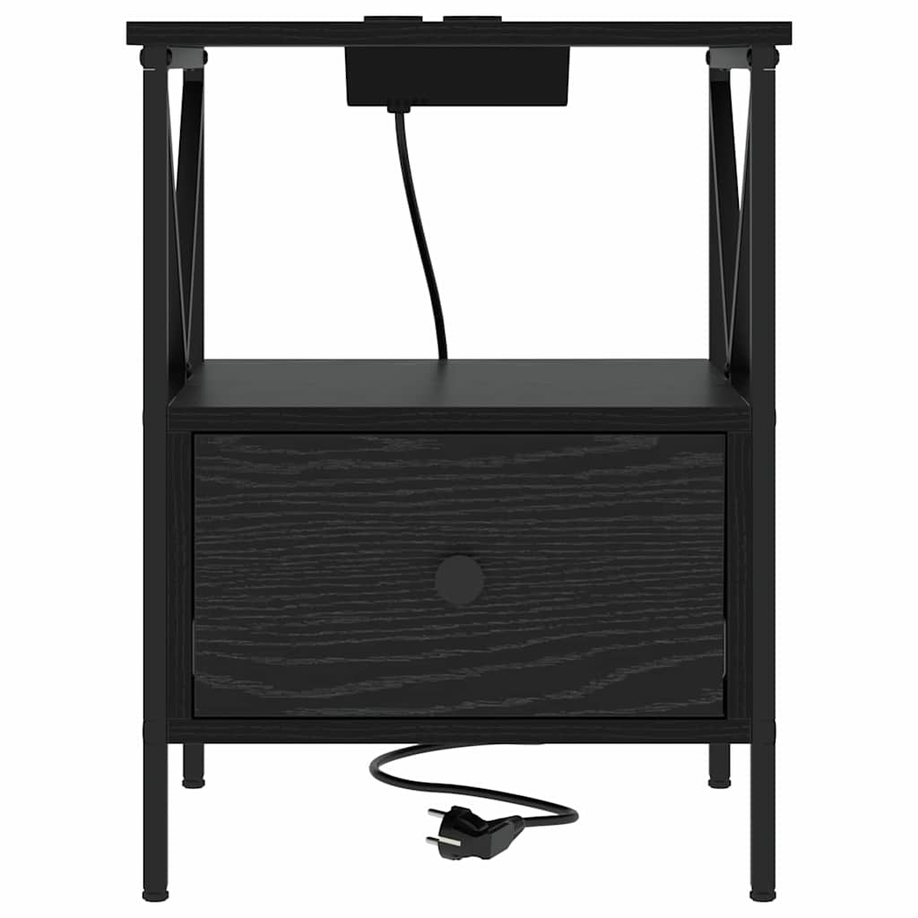 vidaXL Szafka Nocna z szufladą 2 pcs Czarny Dąb 41,5 x 40,5 x 55 cm