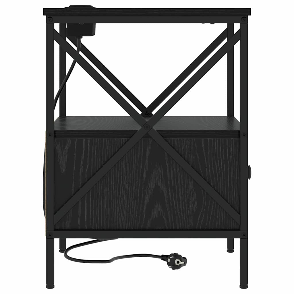 vidaXL Szafka Nocna z szufladą 2 pcs Czarny Dąb 41,5 x 40,5 x 55 cm