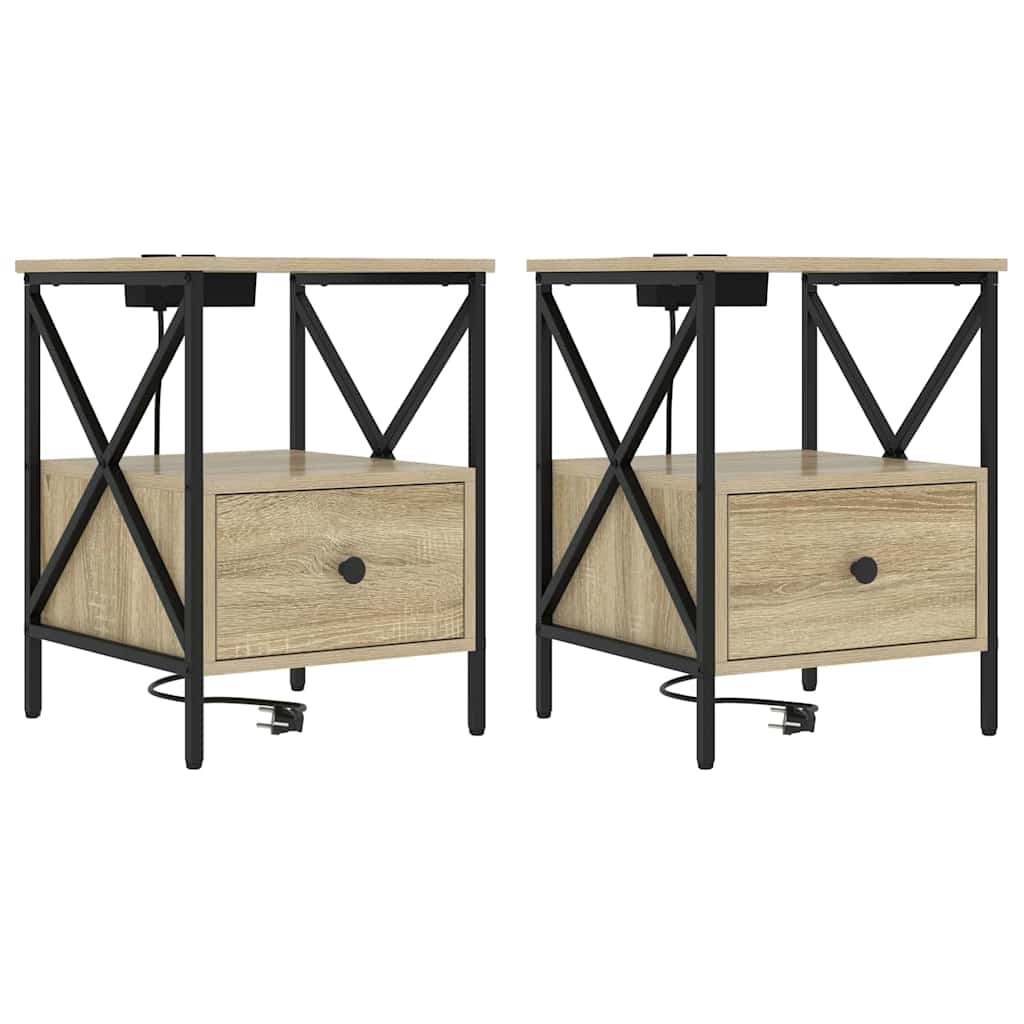 vidaXL Szafka Nocna z szufladą 2 pcs Dąb Sonoma 41,5 x 40,5 x 55 cm