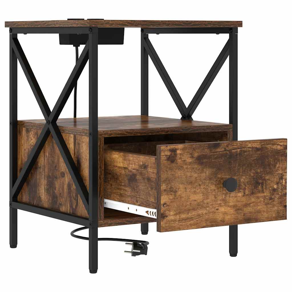 vidaXL Szafka Nocna z szufladą 2 pcs Dąb wędzony 41,5 x 40,5 x 55 cm