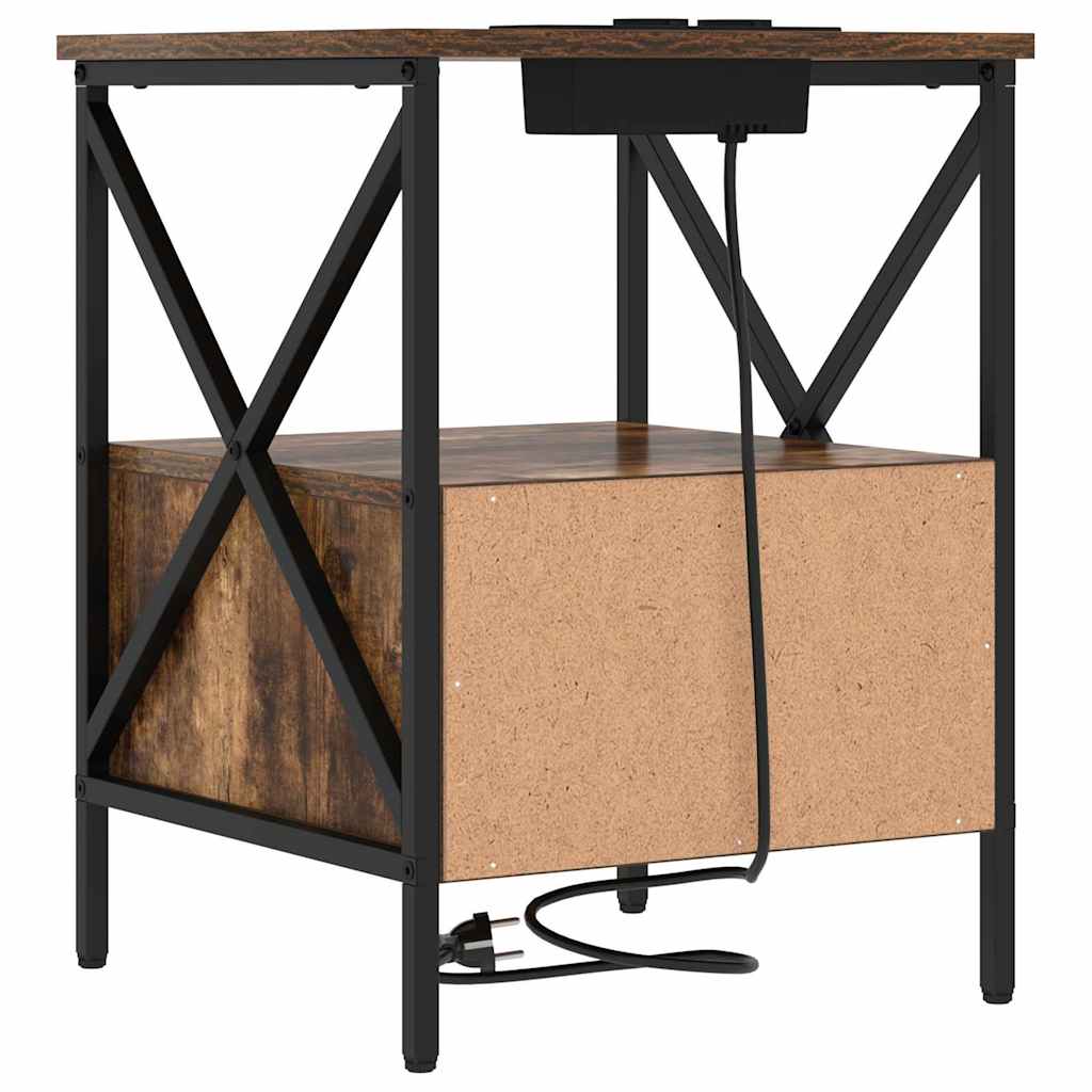 vidaXL Szafka Nocna z szufladą 2 pcs Dąb wędzony 41,5 x 40,5 x 55 cm