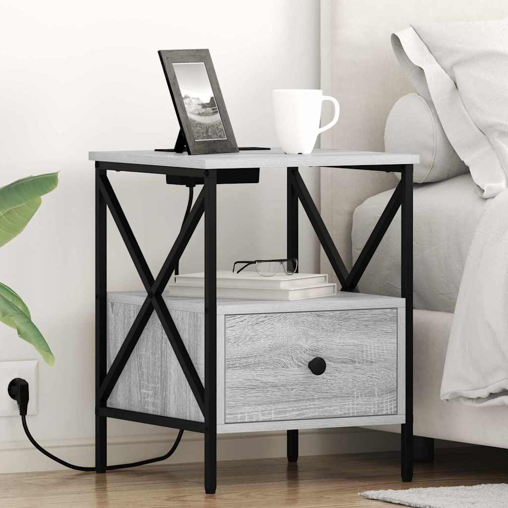 vidaXL Szafka Nocna z szufladą 2 pcs Szary Sonoma 41,5 x 40,5 x 55 cm
