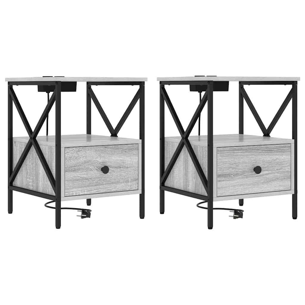 vidaXL Szafka Nocna z szufladą 2 pcs Szary Sonoma 41,5 x 40,5 x 55 cm