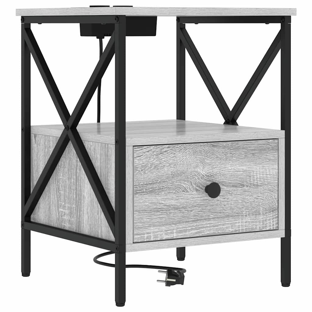 vidaXL Szafka Nocna z szufladą 2 pcs Szary Sonoma 41,5 x 40,5 x 55 cm