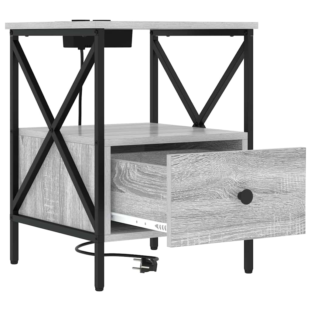 vidaXL Szafka Nocna z szufladą 2 pcs Szary Sonoma 41,5 x 40,5 x 55 cm