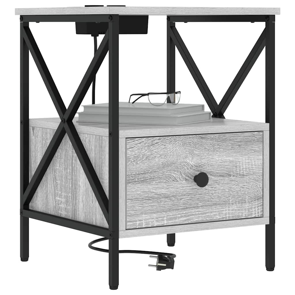 vidaXL Szafka Nocna z szufladą 2 pcs Szary Sonoma 41,5 x 40,5 x 55 cm